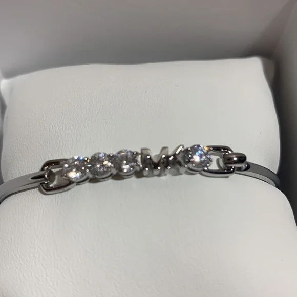 Michael Kors Silver Stainless Steel Logo Bracelet - Picture 3 of 4